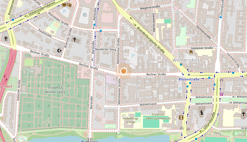 Karte: Berliner Str. 55 in Berlin-Wilmersdorf, nahe Blissestraße